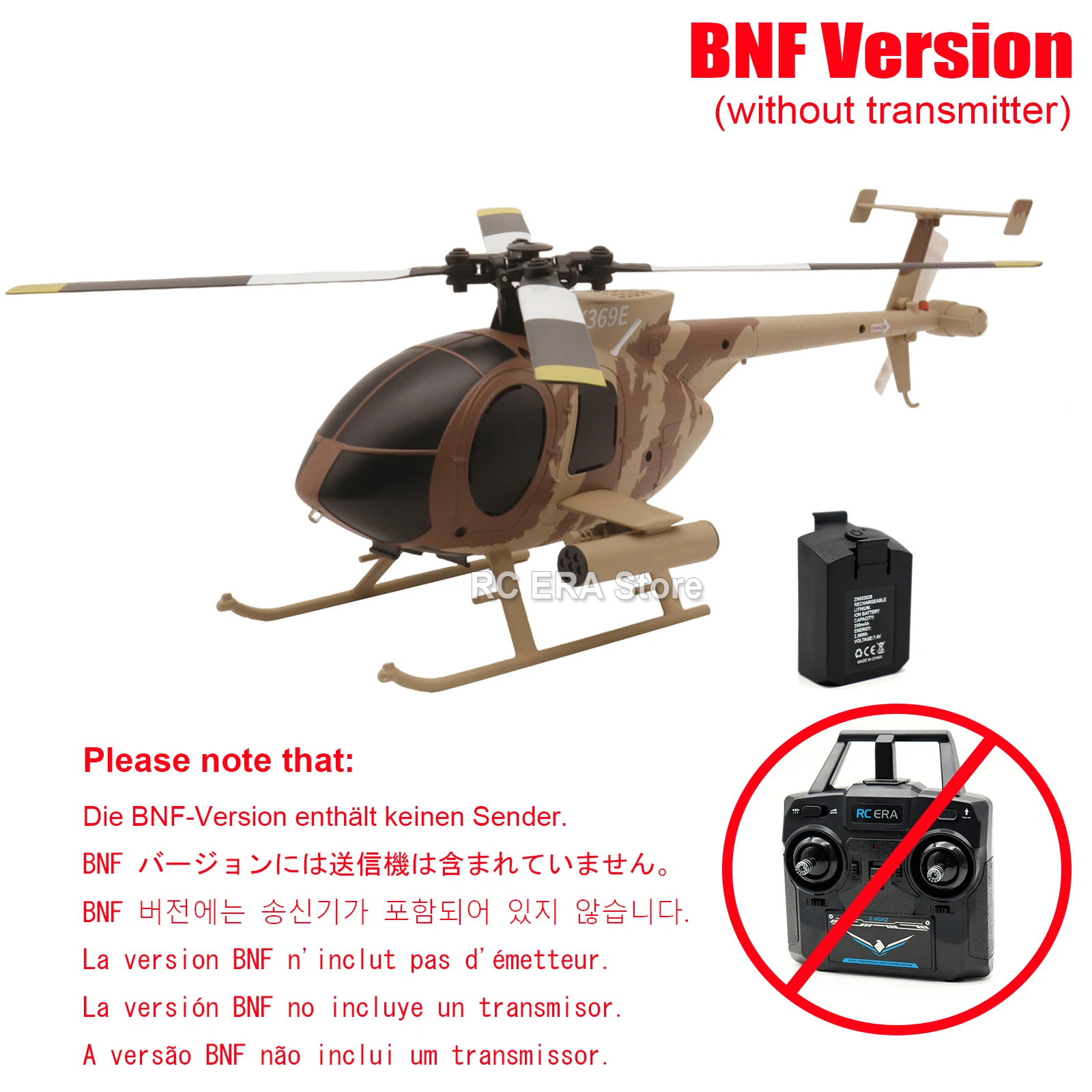 RC ERA C184 MD500 Scale 4CH Flybarless Optical Flow Gyro Stabilized RC Helicopter Remote Control Toys - Sand Yellow Livery - Image 7