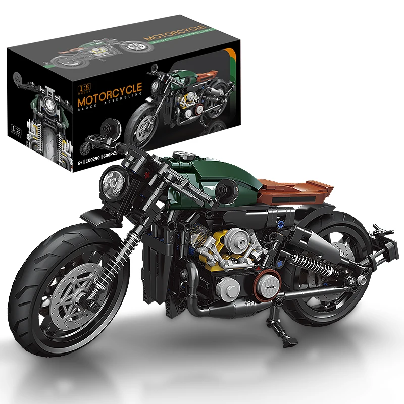 With-original-box: Classic 1:8 Super Motorbike Building Bricks Sets City Racer Motorcycle Technical Blocks Toys Gifts for Kids Boys Adult 600+pcs