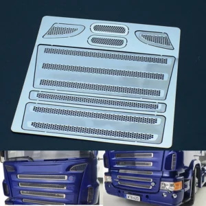 for-SCANIA-R470-R620: Metal Grille Mesh Front Face Grille Cover Decorative Sticker for 1/14 Tamiya RC Truck SCANIA R620 R470 56318 Car Accessories
