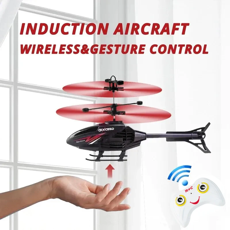 Remote controlled airplane helicopter children's mini drone charging induction aircraft suspended toy for boys - Image 3
