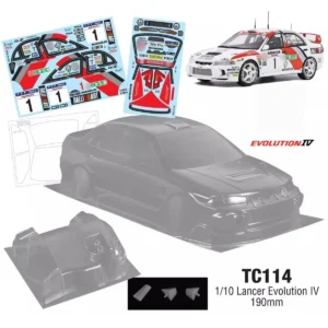 TC114 Lancer Evolution IV Clear Unpainted Polycarbonate Drift body shell for 1/10 On-Road Car Tamiya Chassis Kyosho hsp hpi
