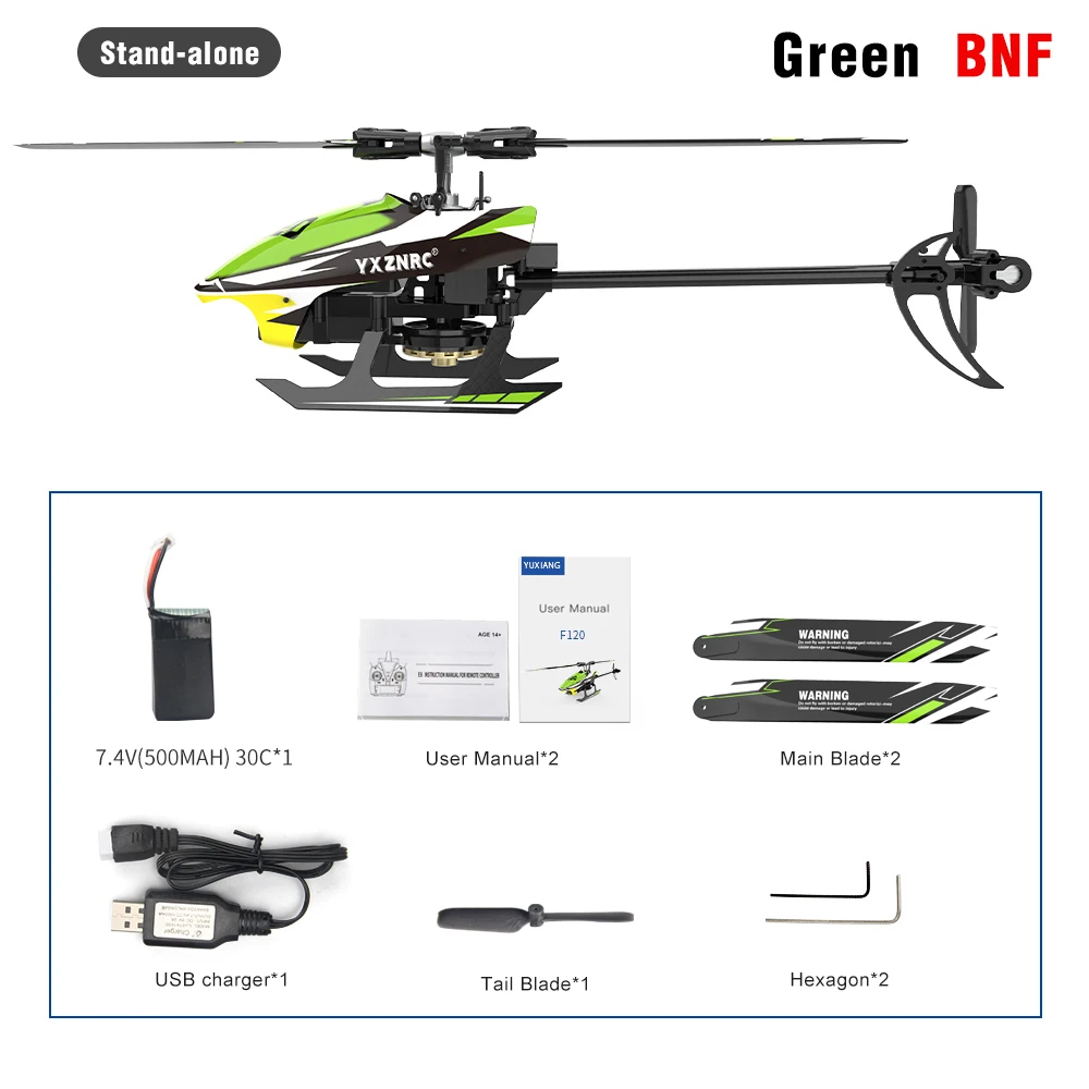YXZNRC F120 RC Helicopter 2.4G 6CH 6-Axis Gyro 3D6G Direct Drive Brushless Motor - Image 2