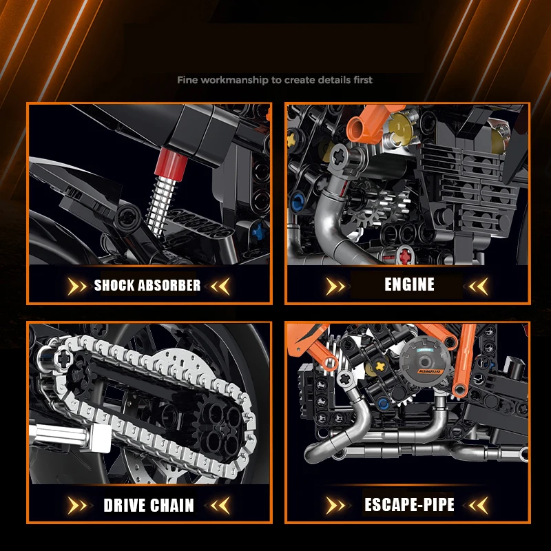 With-box: 1:8 Motorbike Model Building Blocks Sets Racing Moto Bricks Toys Kids Boys Children Birthday Gifts Adult MOC Technical 529Pcs - Image 6