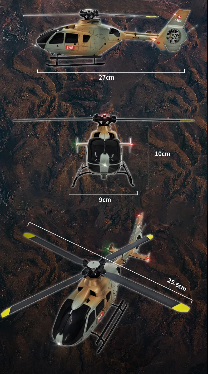 Coolbank 1/36 Scale EC135 6CH RC Helicopter W/ 6-Axis Gyro 3D/6G RC Flying Aircraft Model One Key Take Off/Landing Aircraft Boys - Image 5