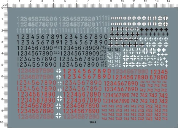 全スケール 第二次世界大戦 ドイツ軍 数字 デカール - タンク パンツァー マーキング 2