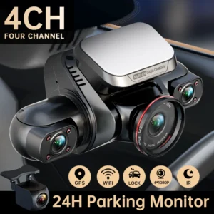 TiESFONG M8S 360° 4CH GPS ダッシュカム - 4 x 1080P WiFiビデオレコーダー IRナイトビジョン＆24時間駐車監視付き（64GBカード含む）