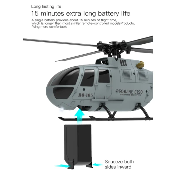 2バッテリー Eachine E120 RC ヘリコプター 6軸 ジャイロ RTF - 画像 (4)