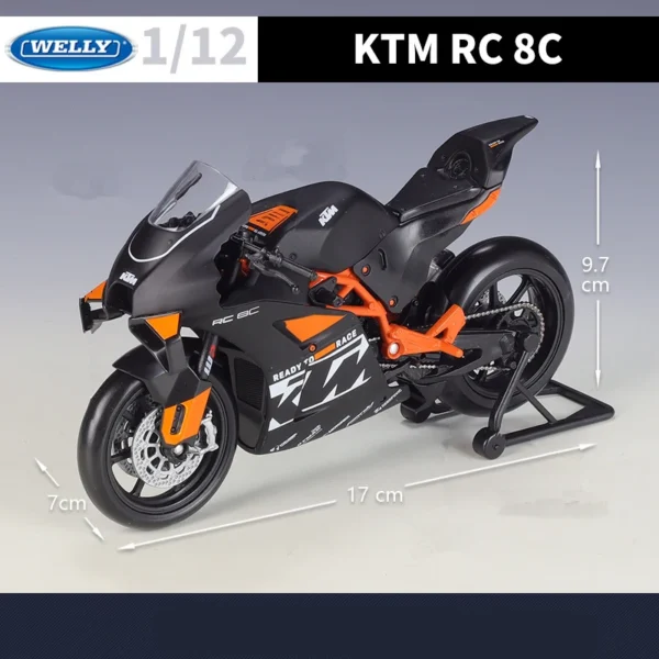 Welly 1:12 KTM RC 8C 合金 ロードレースバイクモデルダイキャスト メタルストリート スポーツクロスカントリーバイクモデル - 画像 (4)