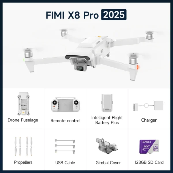 FIMI X8 Pro 2025 ドローン 4K 60fps 20KM飛行可能 3軸ジンバル GPS AIスーパーナイトビデオ 1/1.3インチ 48MP CMOSセンサー スマートトラッキング 空撮用 - 画像 (2)