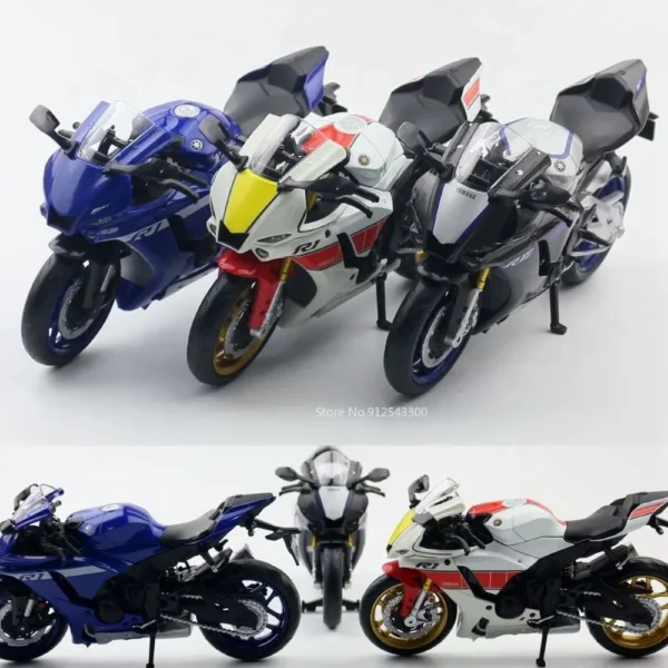 1/12 スケールヤマハ YZF-R1M バイク模型 合金 ダイキャストシミュレーションモデルモーターサイクル - 画像 (2)