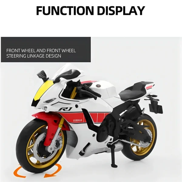 1/12 スケールヤマハ YZF-R1M バイク模型 合金 ダイキャストシミュレーションモデルモーターサイクル - 画像 (4)