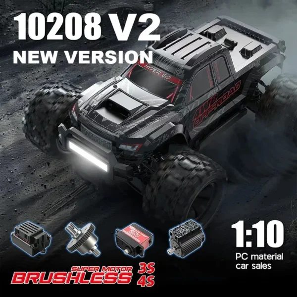 MJX Hyper Go 10208 V2 1/10 スケール 電動モンスタートラック 4WD オフロードRCカー - 画像 (2)