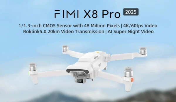 FIMI X8 Pro 2025 ドローン 4K 60fps 20KM飛行可能 3軸ジンバル GPS AIスーパーナイトビデオ 1/1.3インチ 48MP CMOSセンサー スマートトラッキング 空撮用