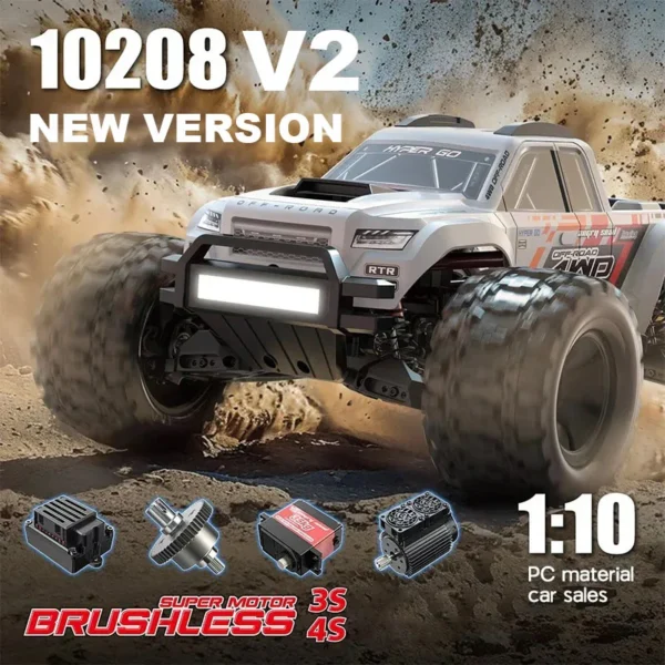 MJX Hyper Go 10208 V2 1/10 スケール 電動モンスタートラック 4WD オフロードRCカー