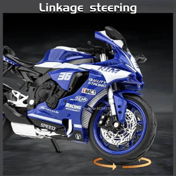 1/12 ヤマハ R1M バイク模型 合金 ダイキャスト衝撃吸収シミュレーションスケールバイク模型 - 画像 (3)