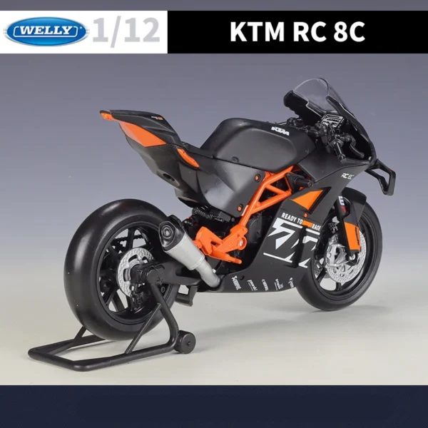 Welly 1:12 KTM RC 8C 合金 ロードレースバイクモデルダイキャスト メタルストリート スポーツクロスカントリーバイクモデル - 画像 (5)