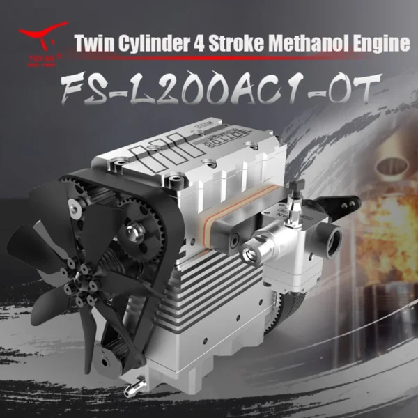 FS L200AC TOYAN ENGINE 空冷ニトロエンジン ツインシリンダー 4 ストロークエンジンキットモデル - 画像 (6)