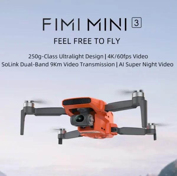 FIMI MINI 3 2024 最新ドローン 4K 60fps AIスーパーナイトビデオ 9km飛行範囲 3軸ジンバル 249g超軽量 スマートトラッキングプロドローン 64Gカード付き