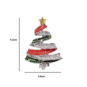 Wuli&baby ラインストーンクリスマスツリーブローチ 大人可愛いクリスマス - 画像 (3)