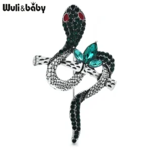 Wuli&baby ヴィンテージ枝ヘビブローチ ラインストーン動物 - 画像 (2)