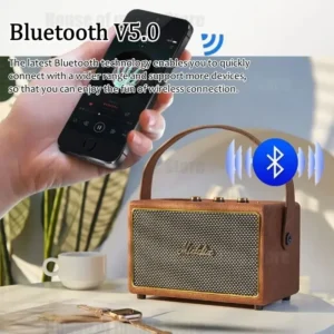 高音質ワイヤレススピーカー 木製ハンドル付 Bluetooth/USB対応 - 画像 (4)