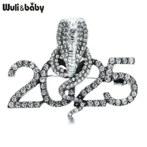 Wuli&baby 2025年 蛇 ブローチ ラインストーン 2色 パーティー - 画像 (2)