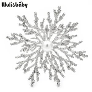 Wuli&baby パール雪ブローチ 2色 冬 クリスマス - 画像 (2)