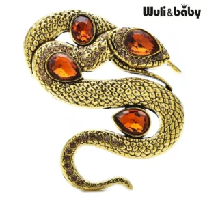 Wuli&baby ヴィンテージ ヘビ ブローチ 4色 ラインストーン 蛇 ブローチ - 画像 (3)