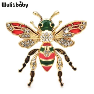 Wuli&baby 蜂ブローチ 黄色 ラインストーン かわいい 昆虫 パーティー - 画像 (2)