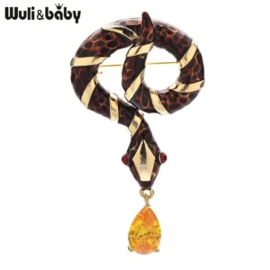 Wuli&baby ヘビ ブローチ 3色 エナメル 高品質 オフィス パーティー - 画像 (4)