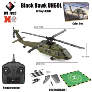 WLtoys K170 ブラックホーク ラジコンヘリ ブラシレス 高度維持 バッテリー2個