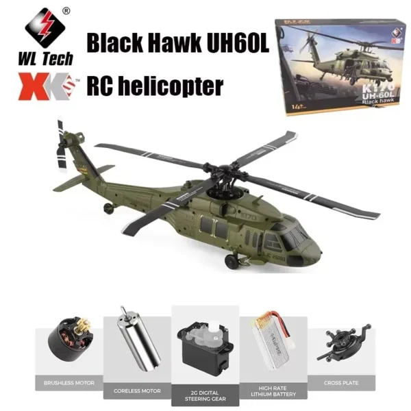 WLtoys K170 ブラックホーク ラジコンヘリ ブラシレス 高度維持 バッテリー2個 - 画像 (2)