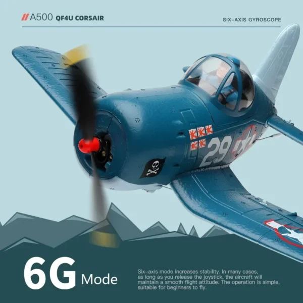 Wltoys A500 QF4U RC飛行機 4ch 6G 戦闘機 - 画像 (4)