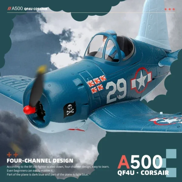 Wltoys A500 QF4U RC飛行機 4ch 6G 戦闘機 - 画像 (2)