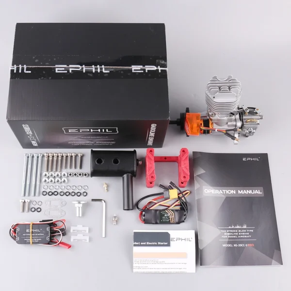 EPHIL XG-20cc-S PRO 航空機模型用ガソリンエンジン ホットヘッド 電動始動 単気筒 サイドロー 固定翼 - 画像 (5)