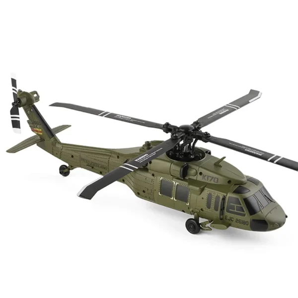 Wltoys XK K170 UH-60L BNF (リモコンなし) 4CH 6軸ジャイロスコープ ブラシレスモーター ミリタリーグリーン RC ヘリコプター - 画像 (2)