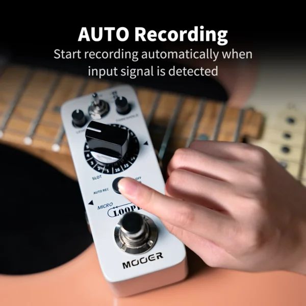 MOOER Micro Looper II ギターループペダル 480分録音、AUTO REC機能、3つの保存バンク、バンクあたり16スロット - 画像 (4)