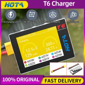 HOTA T6 バッテリー充電器 15A 300W PD90W 1-6S リポ対応 RCドローン車飛行機