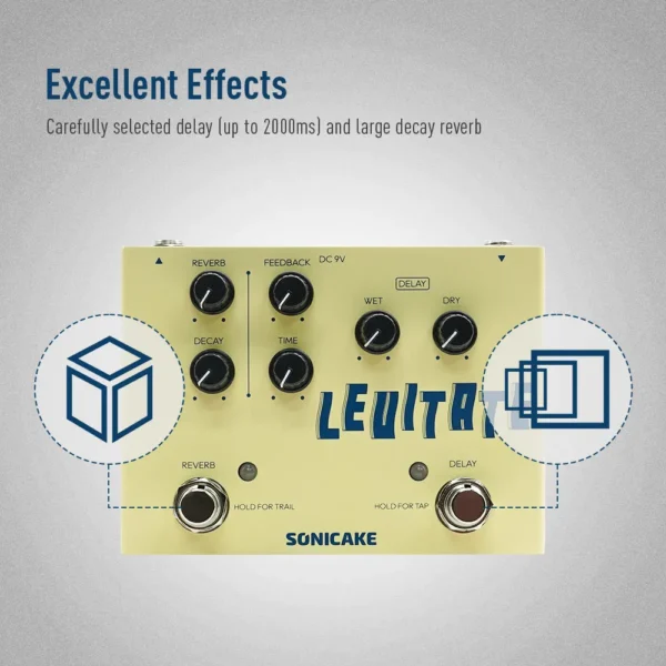 SONICAKE Levitate ギター ディレイ リバーブ エフェクター - 画像 (4)
