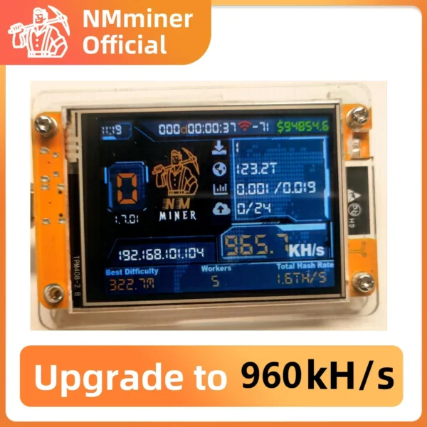 CYD-NM: NMMiner NerdMiner V2 ハッシュレート Lucky Miner ESP32 2.8インチ スマートディスプレイ Crypto Solo Lottery 960KH/s Bitcoin ESP32-2432S028R DROOM