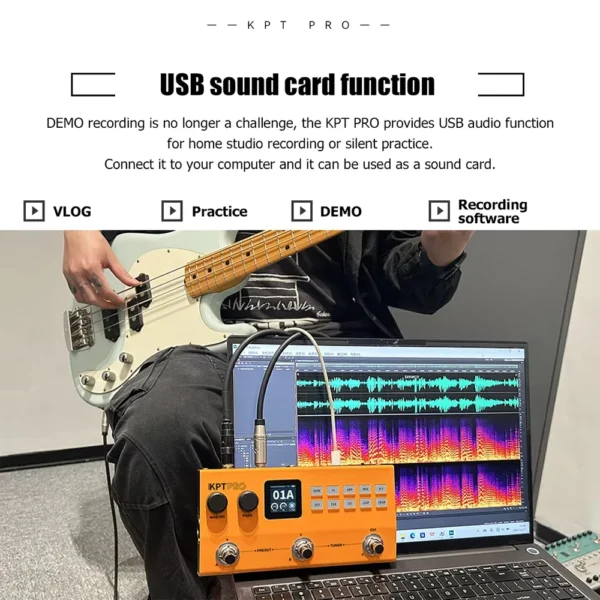 YUIMER KPTPRO ギター プロセッサー 120プリセット 60アンプ ルーパー ドラムマシン - 画像 (2)