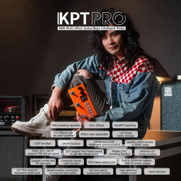 YUIMER KPTPRO ギター プロセッサー 120プリセット 60アンプ ルーパー ドラムマシン - 画像 (3)