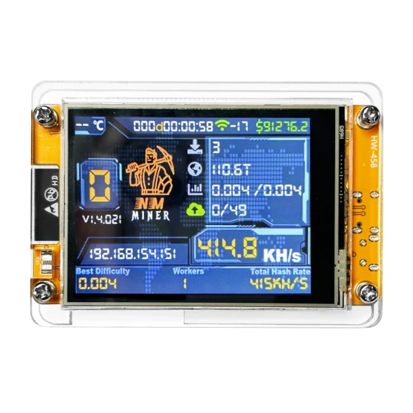 CYD-NM: NMMiner NerdMiner V2 ハッシュレート Lucky Miner ESP32 2.8インチ スマートディスプレイ Crypto Solo Lottery 960KH/s Bitcoin ESP32-2432S028R DROOM - 画像 (3)