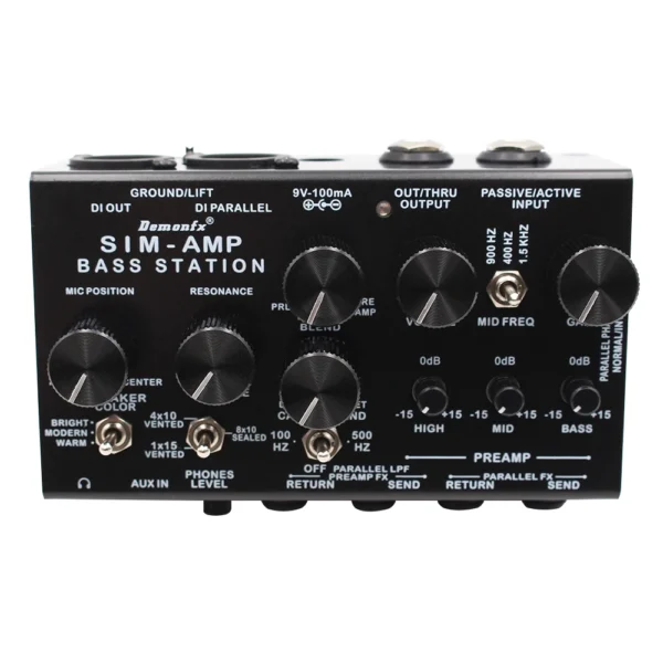 高品質の Demonfx SIM-AMP シンプリファイアー ベースステーション | プリアンプシミュレーター、パワーアンプ SIM、ステレオキャブ SIM & DI 出力 (エレクトリックベース用)