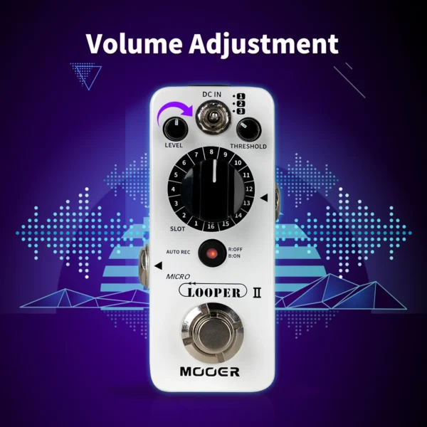 MOOER Micro Looper II ギターループペダル 480分録音、AUTO REC機能、3つの保存バンク、バンクあたり16スロット - 画像 (3)