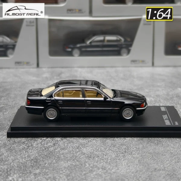 ARボックスダイキャストモデル1/64スケール新品750iL（E38）ブラックスタティックオーナメントホリデーギフトコレクション - 画像 (4)