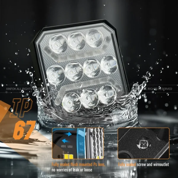 高輝度LEDオフロードライト フォグランプ 車 トラック ATV SUV ボート作業灯 - 画像 (5)