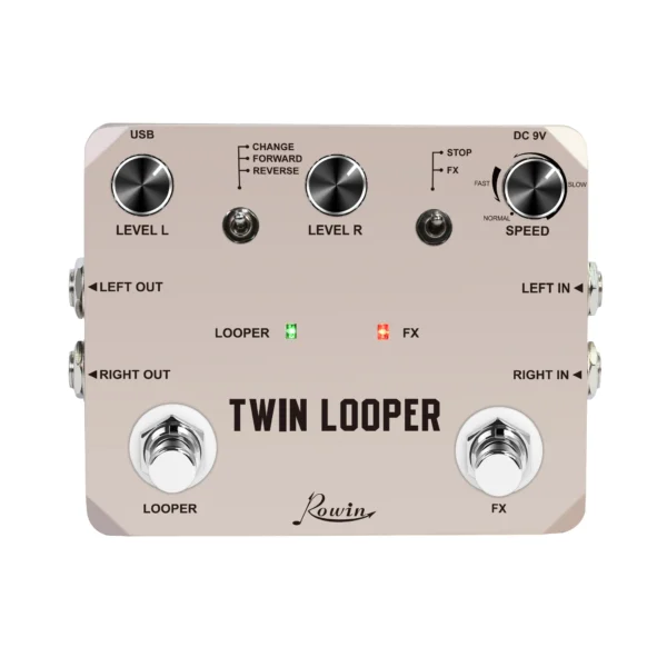 Rowin LTL-02 ツインルーパーペダル エレキギター用ルーパーペダルを アップグレード 10分ループ 無制限のUndo/Redo機能 11種類