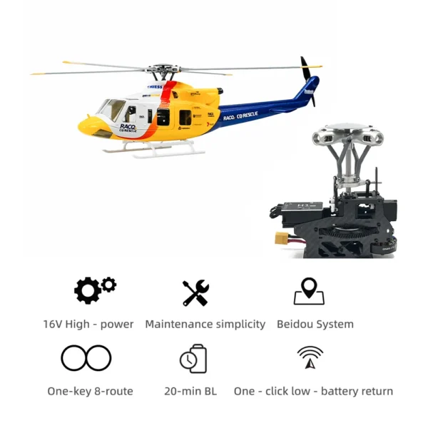 RTF FLYWING Bell 412 RC ヘリコプター bell412スケール ヘリコプター 6CH 470サイズ ヘリコプター H1フライトコントローラー FLY WING ヘリコプター - 画像 (5)