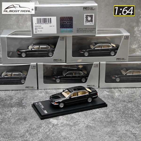 ARボックスダイキャストモデル1/64スケール新品750iL（E38）ブラックスタティックオーナメントホリデーギフトコレクション - 画像 (5)